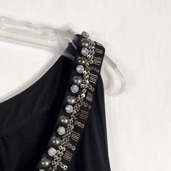 Lane Bryant Plus Size 28 Maxi Dress Black Beaded Rhinestones Stud Sleeveless 672 - Picture 4 of 10